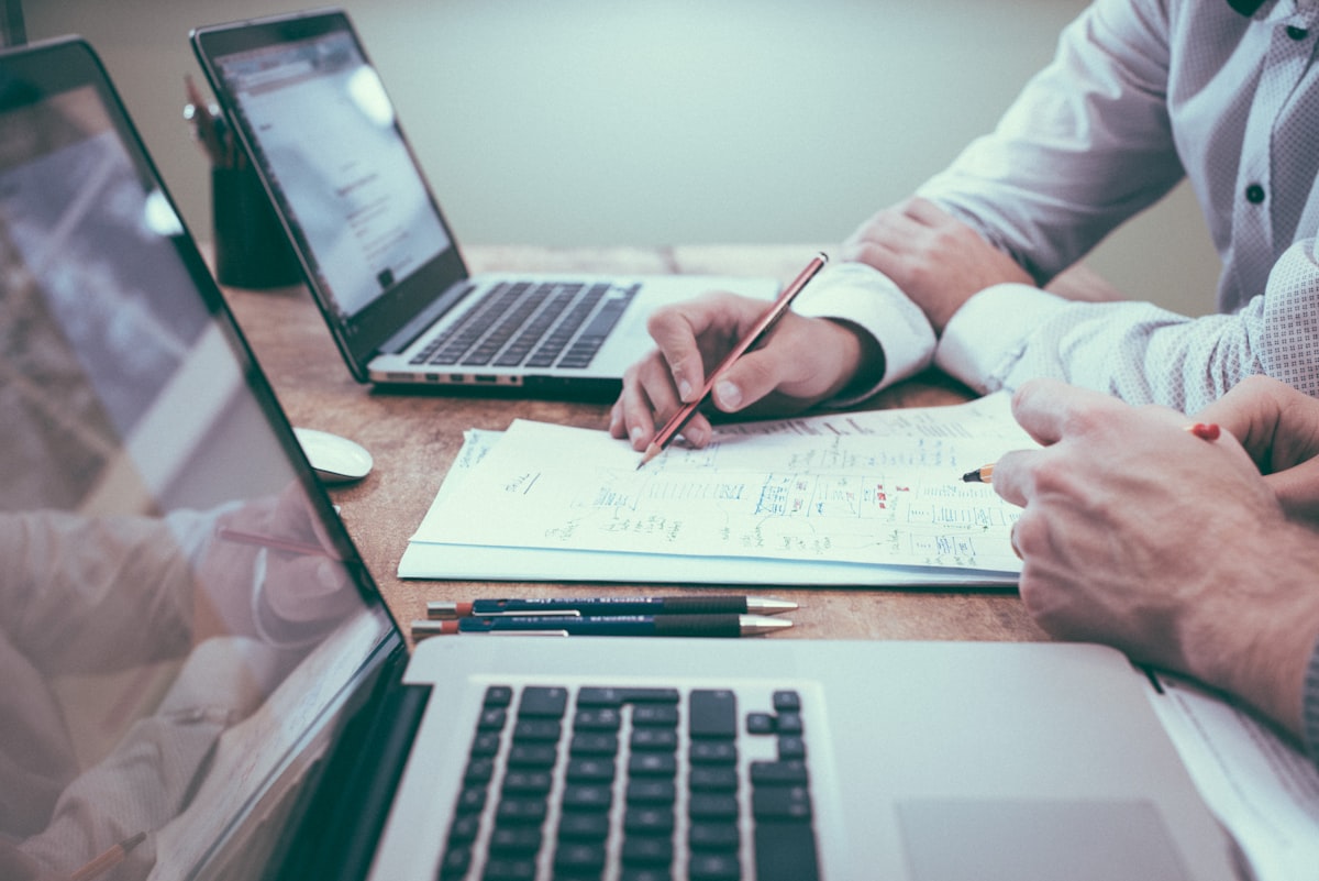 Strategy desk with planning documents