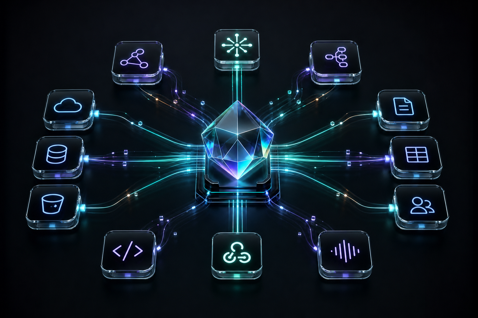 Integration mesh showing connected cloud and business systems